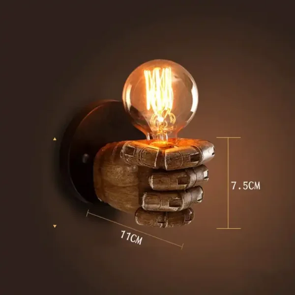 wooden hand wall lamp