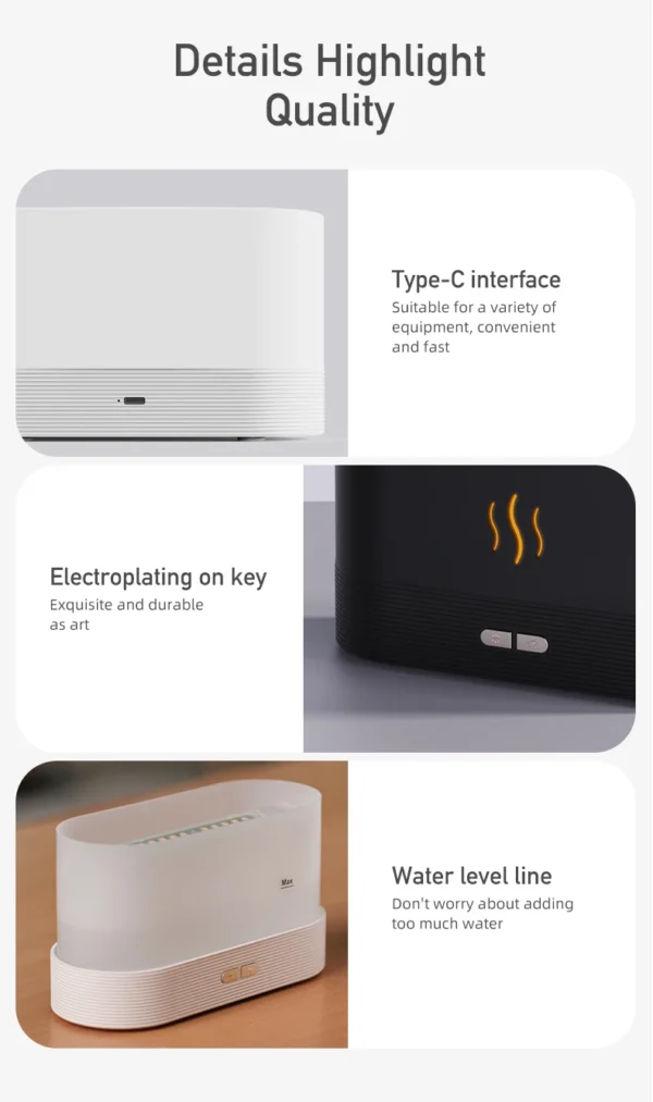 Aroma diffuser Air humidifier Ultrasonic cold [seven color flame lamp] - Image 13