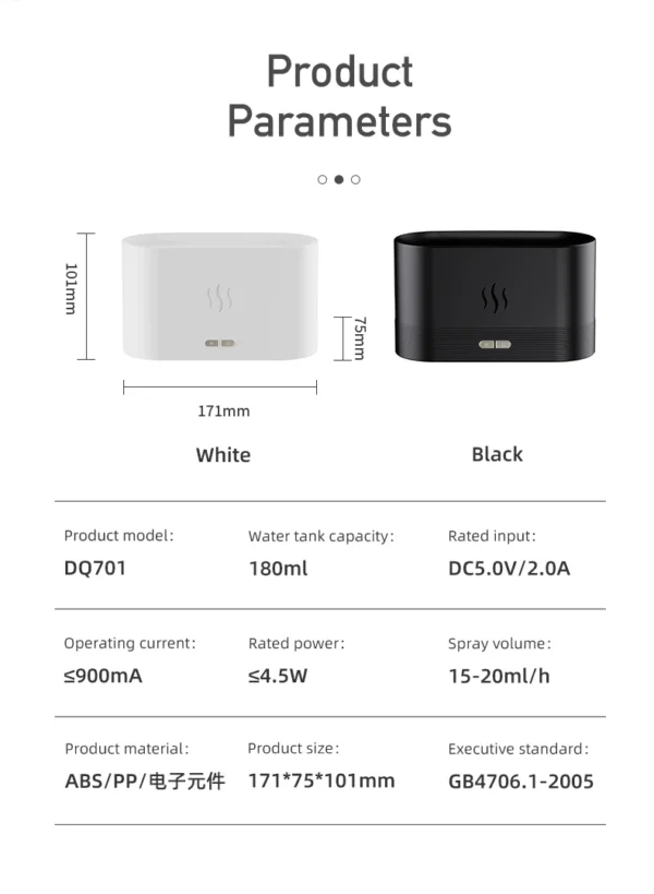Aroma diffuser Air humidifier Ultrasonic cold [seven color flame lamp] - Image 14