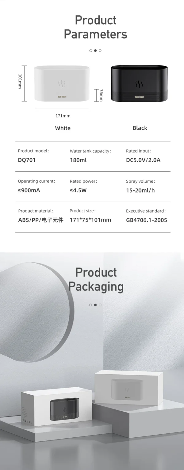 Aroma diffuser Air humidifier Ultrasonic cold [seven color flame lamp] - Image 3