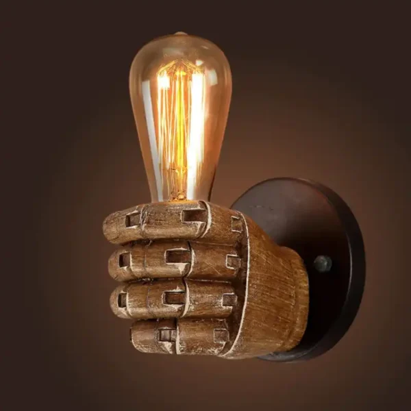 wooden hand wall lamp