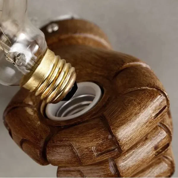 wooden hand wall lamp