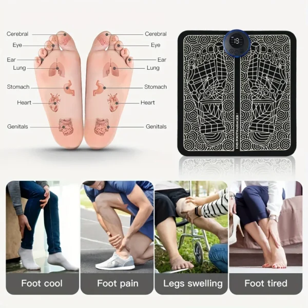 Rira Electric Foot Massage Pad USB Rechargeable |8 Modes 19 Level - Image 3