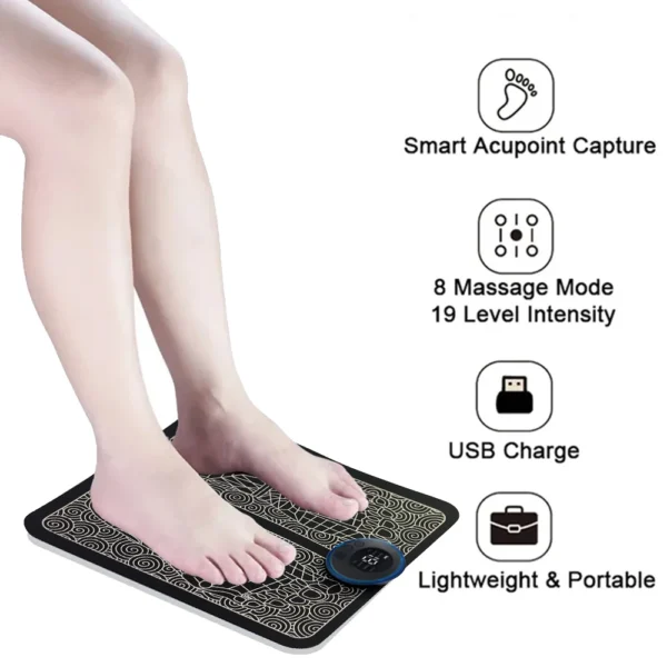 Rira Electric Foot Massage Pad USB Rechargeable |8 Modes 19 Level - Image 5