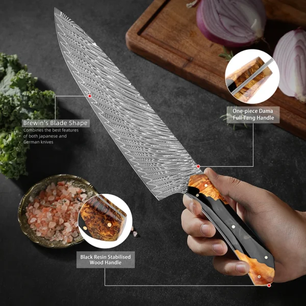 Handmade Damascus Steel Kitchen Knife - Image 4