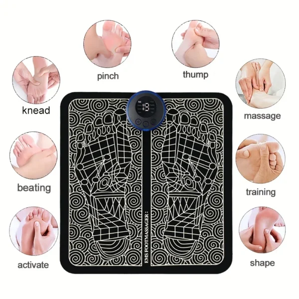 Rira Electric Foot Massage Pad USB Rechargeable |8 Modes 19 Level - Image 6