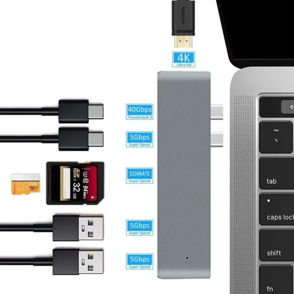 USB Type C Hub Adapter (7 in 1) for MacBook Pro + 4K HDMI - Image 4