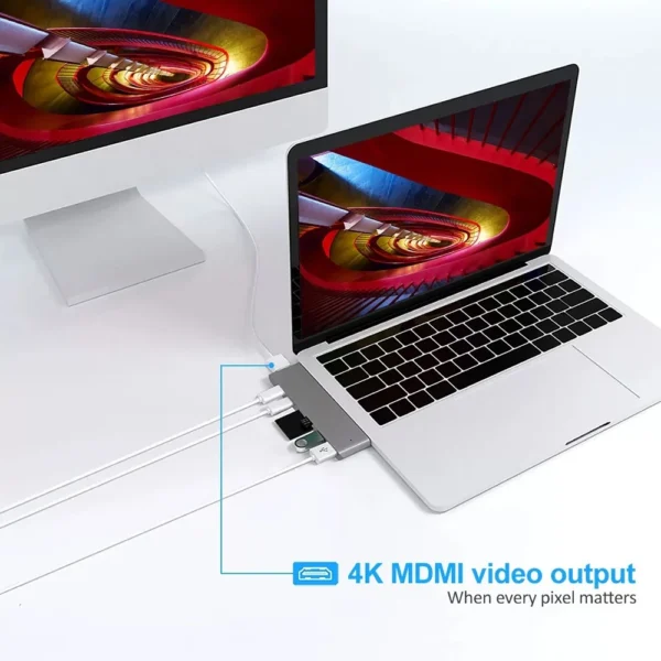 USB Type C Hub Adapter (7 in 1) for MacBook Pro + 4K HDMI - Image 7